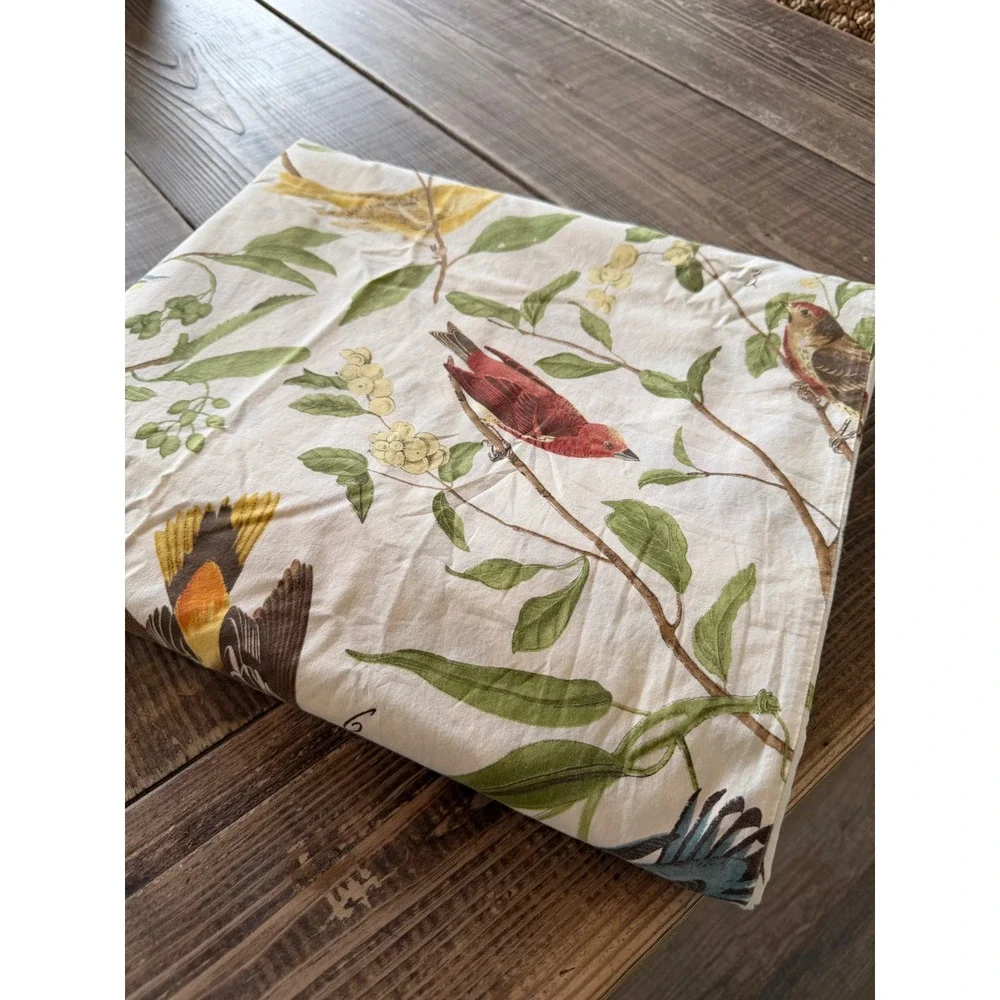 Rare Pottery Barn Vintage Bird Duvet Cover Twin White Ceasarea Sparrow Botanical